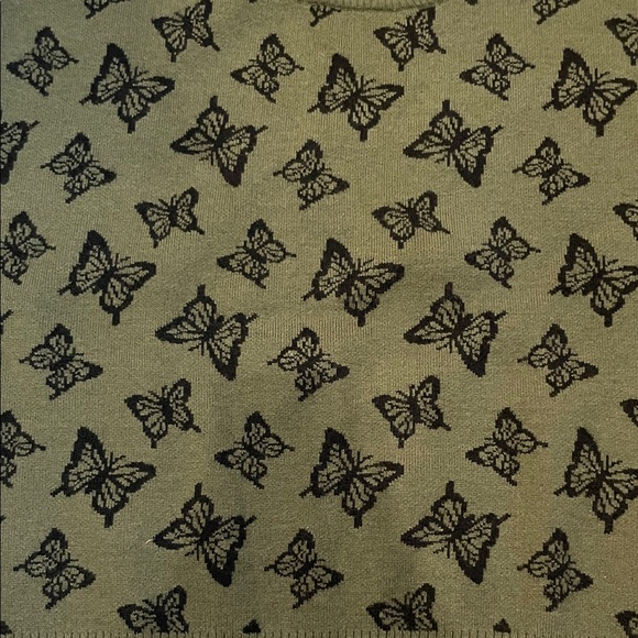 Stella Tweed Olive Green Butterfly Sweater - Picture 3 of 5